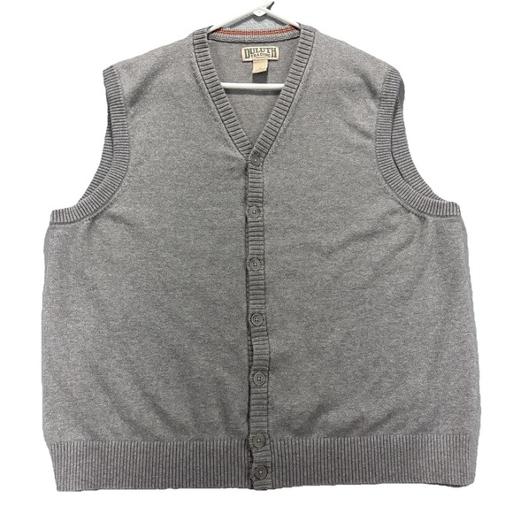 Duluth Trading Sweater Vest Mens  XL Gray Cardigan Button Up Knit Grandpa Y2K - Picture 1 of 8